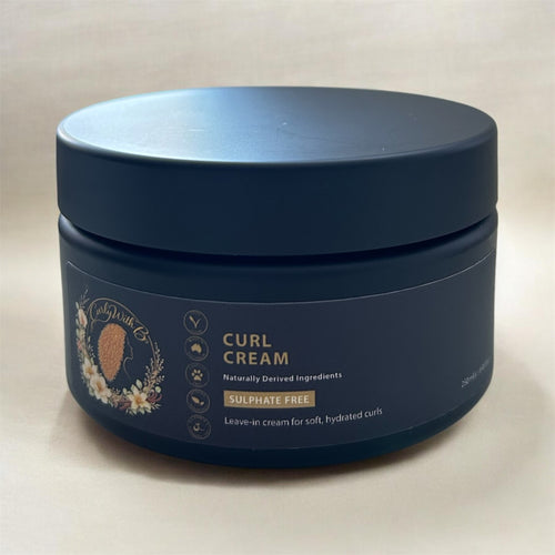 Natural curl defining cream for wavy curly and coily hair made in Australia by Curly with B