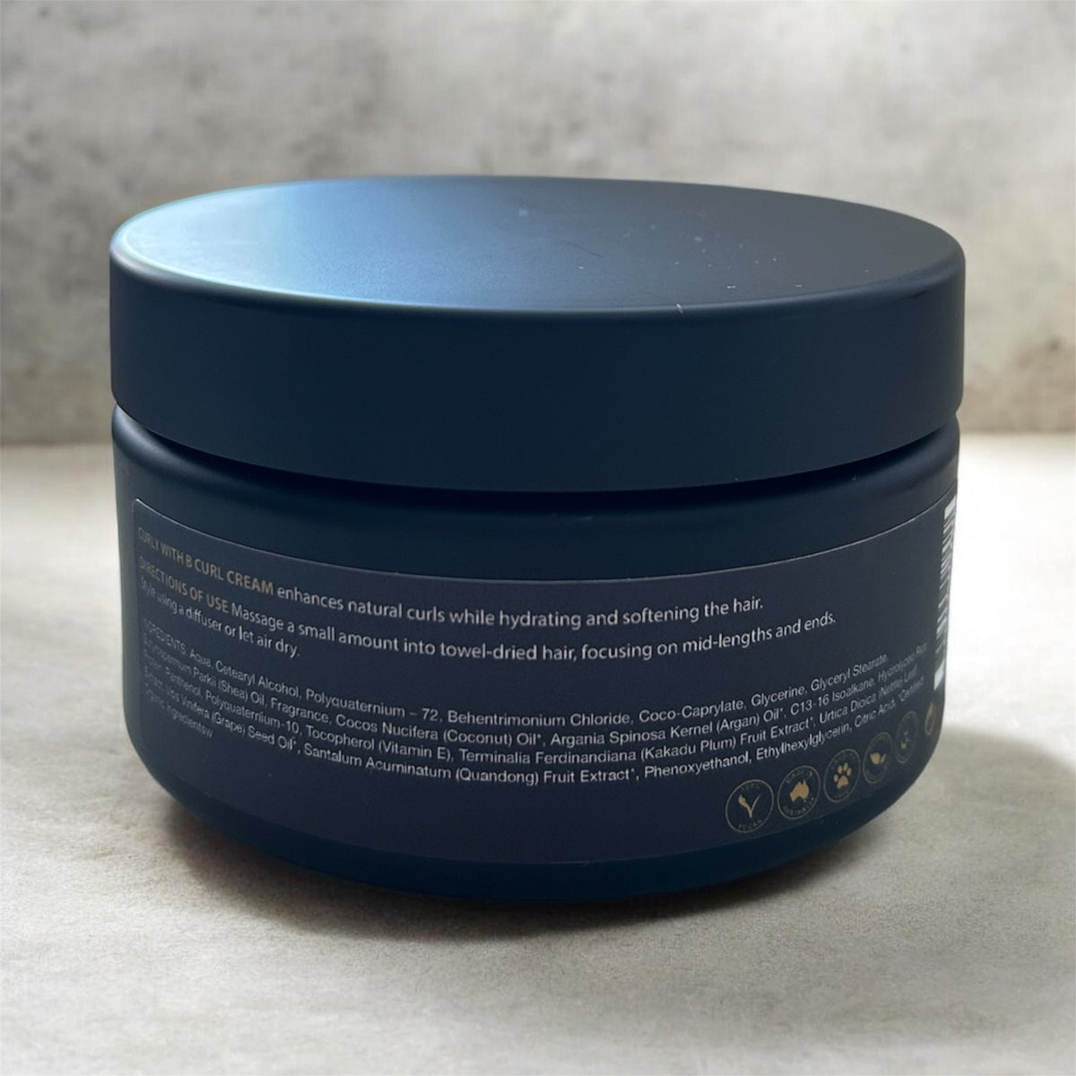 Natural curl defining cream for wavy curly and coily hair made in Australia by Curly with B