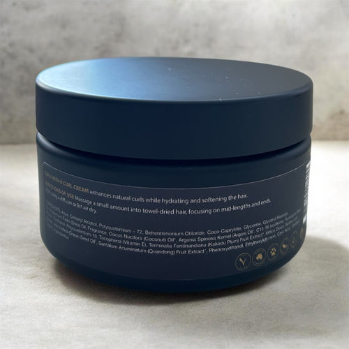 Natural curl defining cream for wavy curly and coily hair made in Australia by Curly with B