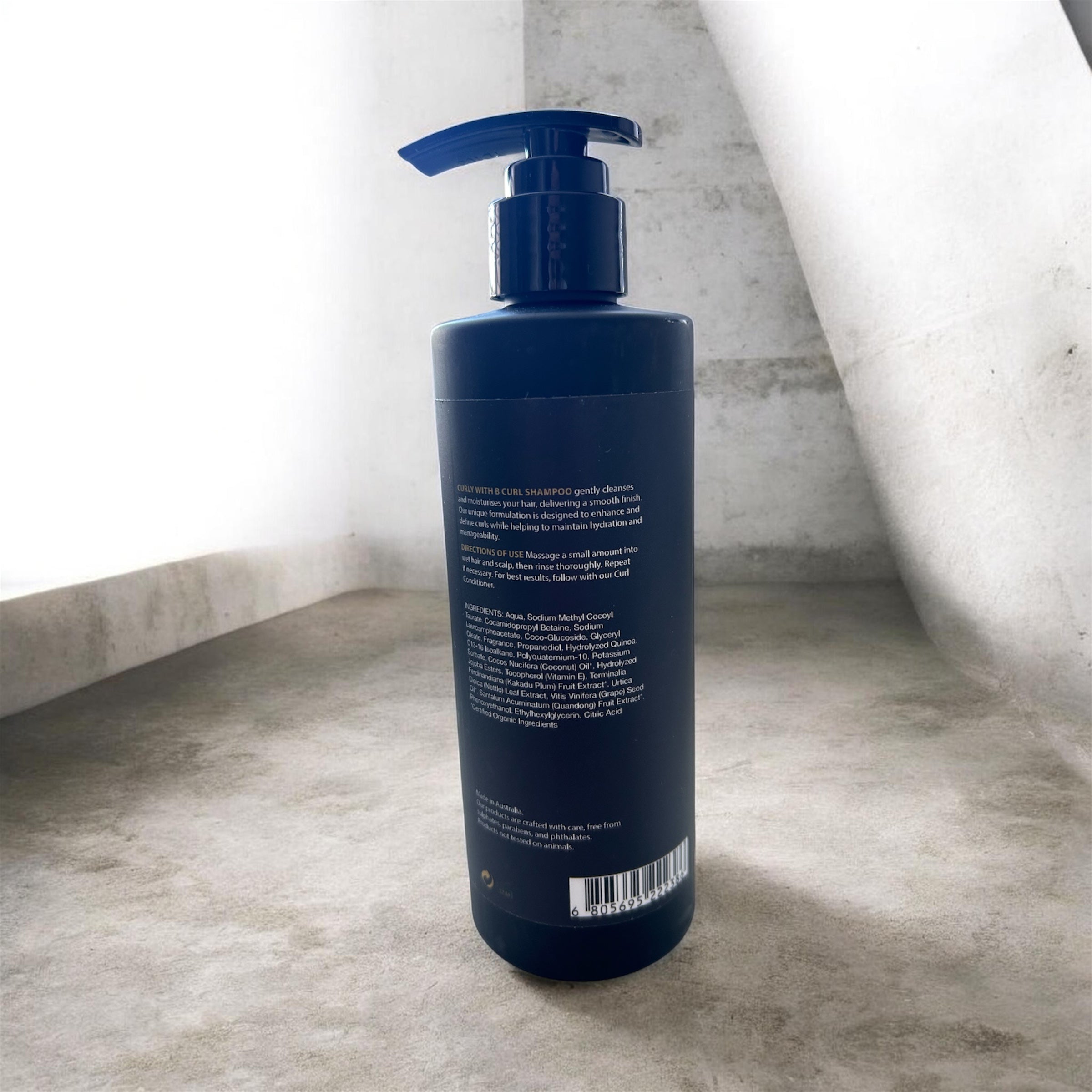 Natural curl shampoo for wavy curly and coily hair made in Australia by Curly with B